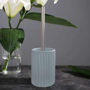 WC kefe és tartó, szürke fehér csíkokkal, rozsdamentes acél nyéllel - SELOWEI