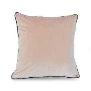 Púder rózsaszín bársony párnahuzat ezüst gyöngyös szegéllyel - SELOWEI