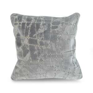 Szürke bársony díszpárnahuzat arany szál és modern mintával - SELOWEI
