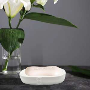 Fehér kerámia szappantartó gomb mintával, ideális szappanok tárolására a fürdőszobában - SELOWEI