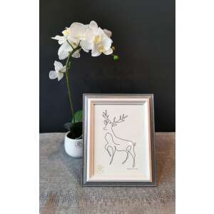 Selowei szürke képkeret, 15x20 cm, modern stílusban, szarvas képpel - SELOWEI