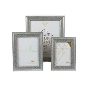 3 darabos ezüst képkeret szett, 10x15 cm, 13x18 cm és 19x14 cm, Selowe márka - SELOWEI