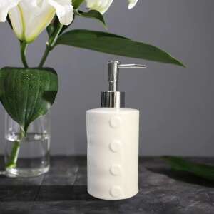 Fehér kerámia gomb mintás folyékony szappanadagoló, fürdőszoba dekoráció - SELOWEI
