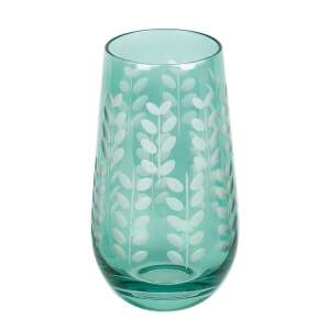 Envy zöld üvegpohár levél mintával, 300 ml - SELOWEI