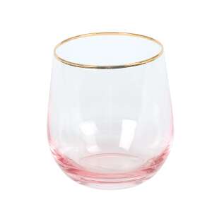 Rózsaszín üvegpohár arany szegéllyel, Lady márka - SELOWEI