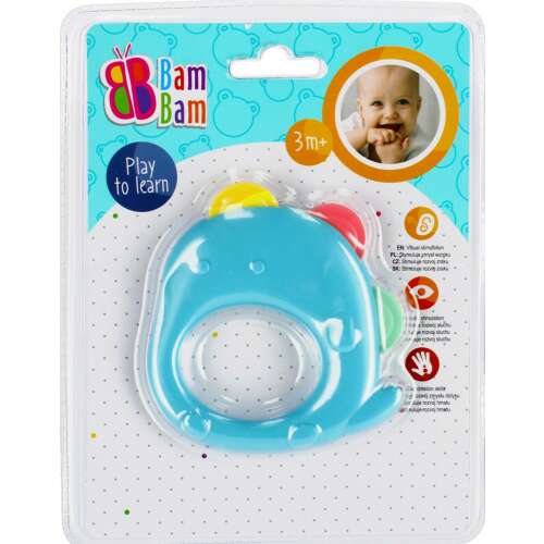 Bam Bam Dinoszaurusz baba csörgő, kék dinoszaurusz alakú csörgő babáknak 3+ hónapos kortól