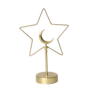 Sweet Dream dekor lámpa csillag és hold mintával, elemmel működik, arany színű - SELOWEI