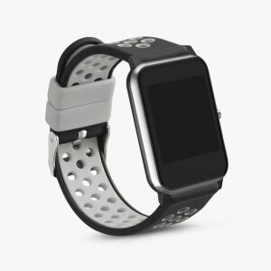 Kwmobile Black and Grey Silicone Replacement Strap for Willful Smartwatch - Smart watch strap