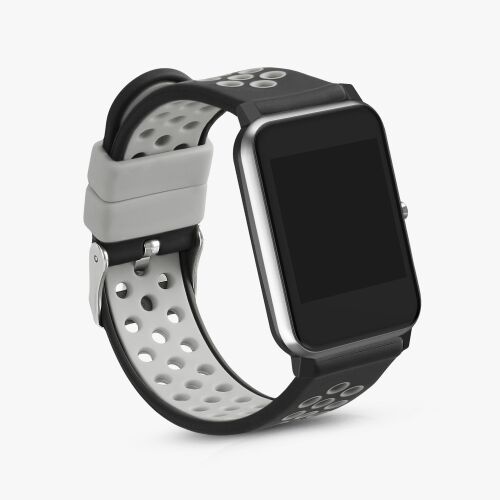 Kwmobile Black and Grey Silicone Replacement Strap for Willful Smartwatch