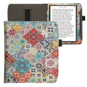 Калъф Kwmobile PocketBook Era с марокански дизайн на плочки, отворен и затворен изглед - Технически статии и електроника