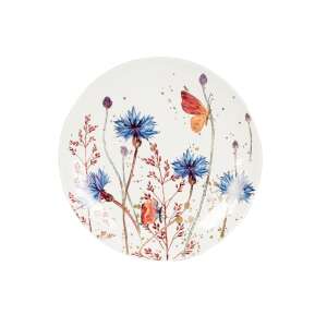 Bloom kézzel festett nagyméretű lapos tányér virág és pillangó mintával - SELOWEI
