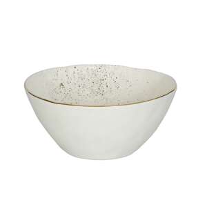 Fehér kerámia tál arany szegéllyel, pöttyös mintával - SELOWEI