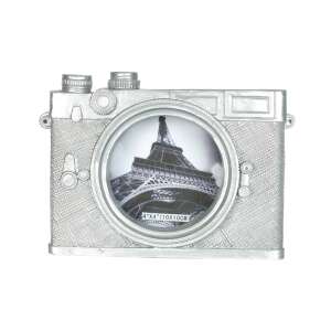 Ezüst fényképezőgép alakú képkeret, egy fotót tart, tökéletes asztali vagy polc dekorációhoz - SELOWEI