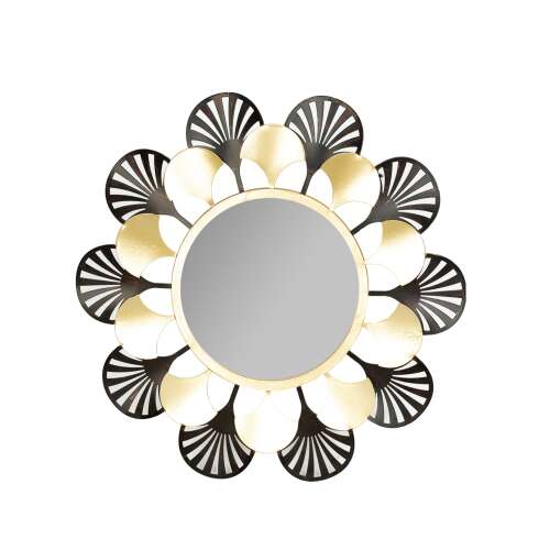 Sahara arany és fekete legyező formájú tükör, dekoratív fali tükör, kerek tükör, modern tükör