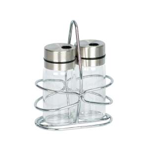 Ezüst fűszertartó két üvegedénynyel, ideális só és bors számára - SELOWEI