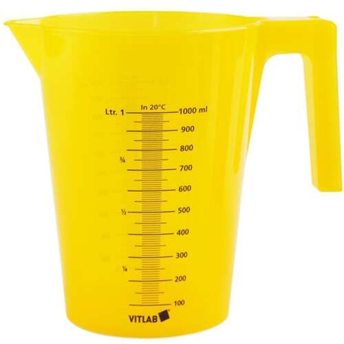Ulcior de măsurare din plastic gradat de 500 ml, de culoare galbenă