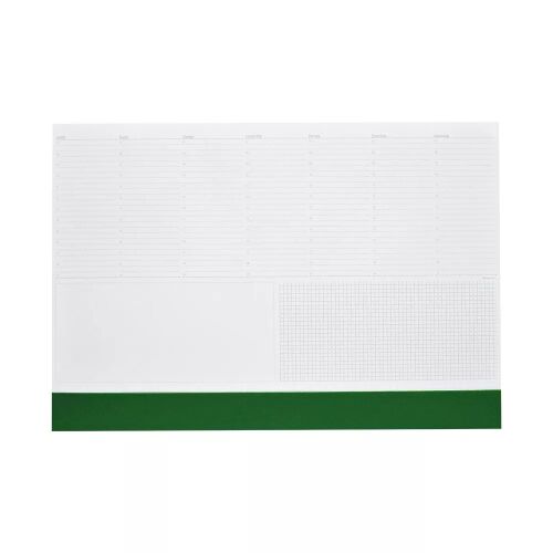 Stolový podstavec s bielymi listami a zeleným pásom z umelej kože 570 x 390 mm realsystem 2024