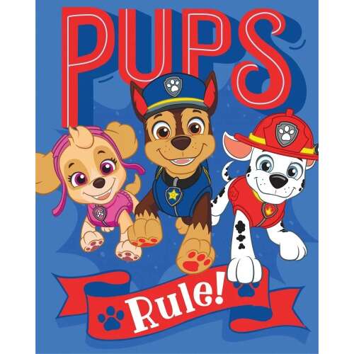 Paw Patrol Decke mit Chase, Skye und Marshall, mit dem Text 'Pups Rule!'