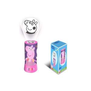 Peppa Pig 2-in-1 projector night light, featuring Peppa Pig in a purple dress with stars and a pink base, projects Peppa Pig's face on the ceiling - Lamp & Lighting
