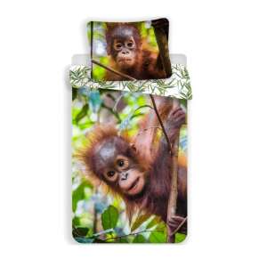 Orangutan bedding set, 140x200cm duvet cover and 70x90cm pillowcase, jungle print, for kids - Bedding - Youth and Adult