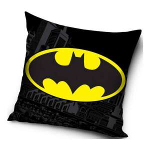 Husa de pernă Batman, 40x40 cm, velur, negru cu logo galben - Fețe de pernă