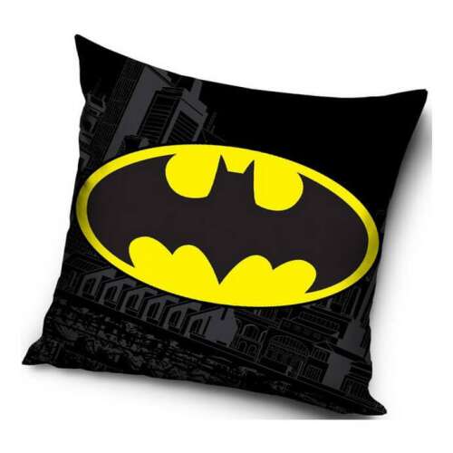 Poszewka na poduszkę Batman, 40x40 cm, welur, czarny z żółtym logo
