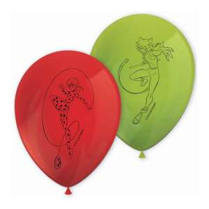 Miraculous Ladybug and Cat Noir balloons, 8 pack, red and green latex balloons with printed characters - Balloon