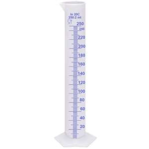 250 ml műanyag mérőhenger 2 ml-es osztással, élelmiszeripari, átlátszó, kiöntővel, sörfőzéshez és borkészítéshez - Fokoló