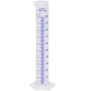100 ml műanyag mérőhenger 1 ml osztással, élelmiszeripari, átlátszó, kiöntővel, YHC-100 - Fokoló