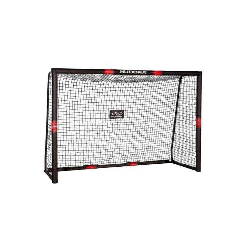 Hudora Pro Tect 240 Fußballtor, schwarzer Rahmen mit roten Akzenten, 240x160x85 cm