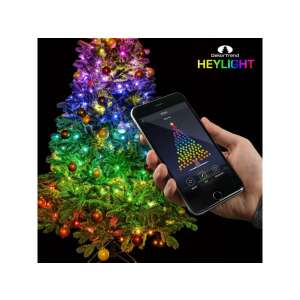 Dekor Trend Heylight okos LED fényfüzér, 160 RGB LED, fekete kábel, 16 méter, IP44, Bluetooth vezérlés, karácsonyfa díszítése - Fényfüzér