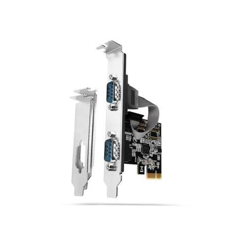 Axagon PCEA-S2N PCI-Express Karte mit zwei RS-232 seriellen Ports, DB-9-Steckern, Standard- und Low-Profile-Halterungen
