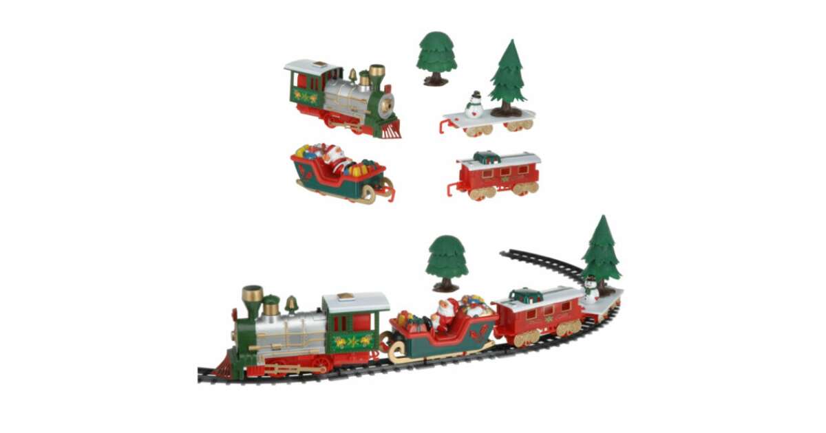 Zenélő és világító karácsonyi kisvasút - elemes - 3 féle pályával 83756904
