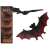 Set of 4 black and red plastic bats Halloween decorations, 10cm wide, 5.5cm high