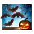 Halloween bat decorations with pumpkin, spooky Halloween scene