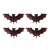 Set of 4 black and red plastic bats Halloween decorations, 10cm wide, 5.5cm high