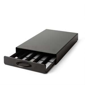 Metalowy pojemnik na kapsułki z kawą - na 50 kapsułek Nespresso - 365 x 214 x 60 mm - czarny matowy