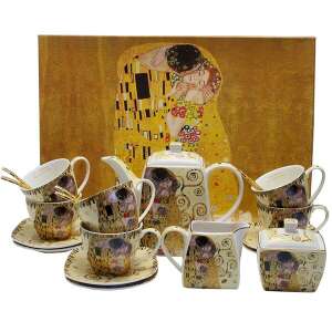 Klimt The Kiss porcelán tea és kávé készlet, 15 darabos készlet 6 személyre - Klimt