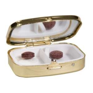 Sisi gyógyszeres fémdoboz, tükörrel, 2 rekeszes, tablettákhoz és kapszulákhoz - Gyógyszeradagoló