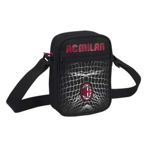 AC Milan fekete-piros válltáska cipzárral, az AC Milan logóval és háló mintával - Öltözködés kiegészítő