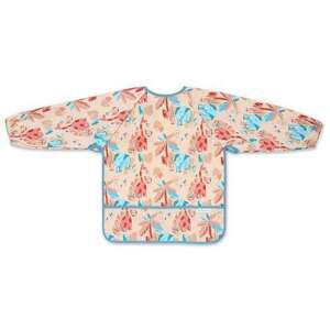 BabyOno dzsungel hosszú ujjú előke, rózsaszín kék szegéllyel, zsiráf, elefánt és pálmafa mintával - Előke, büfikendő