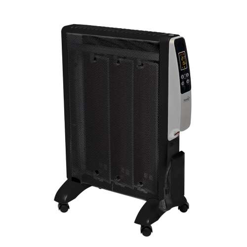 Home FMC 1500 electric Mica convector heater, black, with wheels, side view