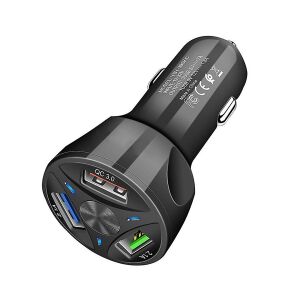 Încărcător auto triplu USB Quick Charge 3.0 Negru - Incarcatoare auto