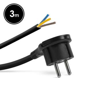 3 meter black power cable with plug and earthing, for mounting - Network Cable