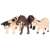 Toy farm animals: cow, horse, and sheep figures