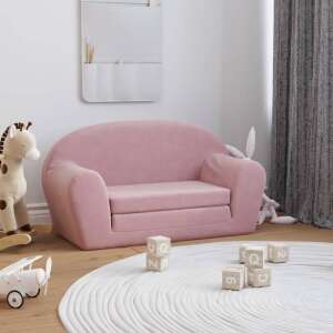vidaXL 2 személyes rózsaszín puha plüss gyerek kanapéágy 82733062 Bababútorok