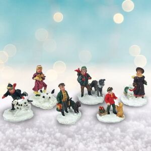 Figura kutyussal: Fiú és lány kutya figurák gyűjteménye - Karácsony