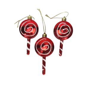 Kerek nyalóka karácsonyfadísz 3db/dob