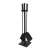 Black fireplace tool set with stand, 4 piece, includes poker, shovel, brush, and tongs