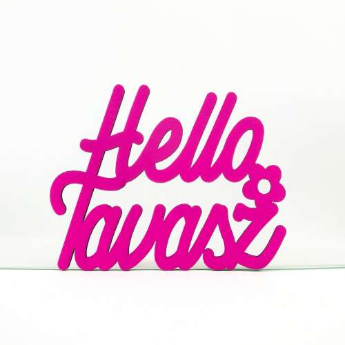 Магента дървен знак "Здравей пролет", 8,5x11cm, Pentart